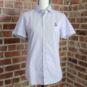 Love Moschino short sleeve mircro striped button up purple shirt S